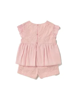 Completo blusa e bermuda in tulle rosa