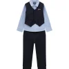 Completo camicia, gilet e pantalone cerimonia blu