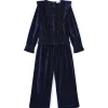 Completo due pezzi blusa e pantalone blu