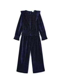 Completo due pezzi blusa e pantalone blu