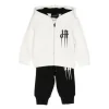 Completo due pezzi (felpa + pantalone) panna/nero