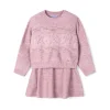 Completo due pezzi maglia e gonna rosa