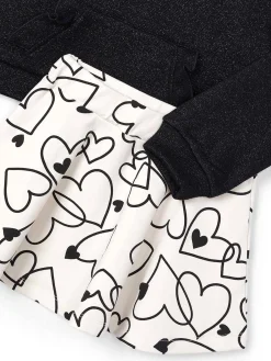 Completo due pezzi maglia e gonna nero/bianco