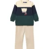 Completo due pezzi pantalone e maglione beige/blu