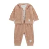 Completo felpa, body e pantalone cipria