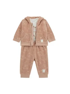 Completo felpa, body e pantalone cipria
