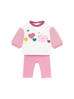 Completo felpina e leggings cuori multicor