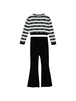 Completo maglia a righe e pantalone nero multi