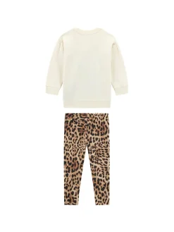 Completo maglia e leggins fantasia leopard crema