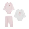 Completo neonata due body e pantalone rosa