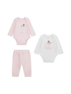 Completo neonata due body e pantalone rosa