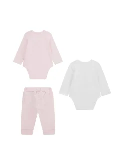 Completo neonata due body e pantalone rosa
