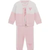 Completo neonata felpa con zip, body e pantalone rosa