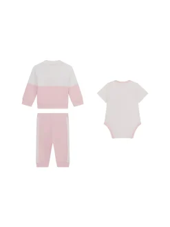 Completo neonata felpa con zip, body e pantalone rosa
