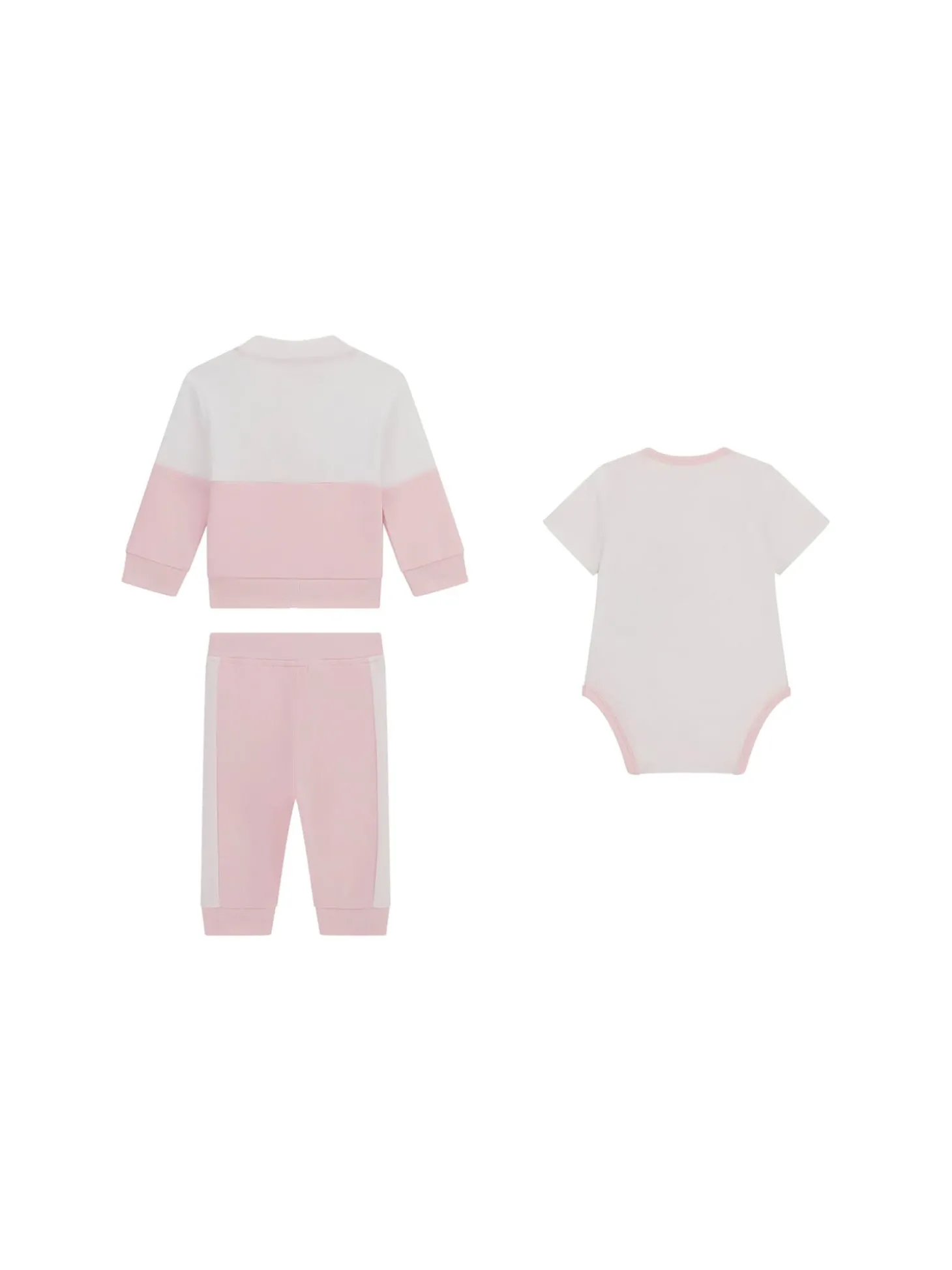 Completo neonata felpa con zip, body e pantalone rosa