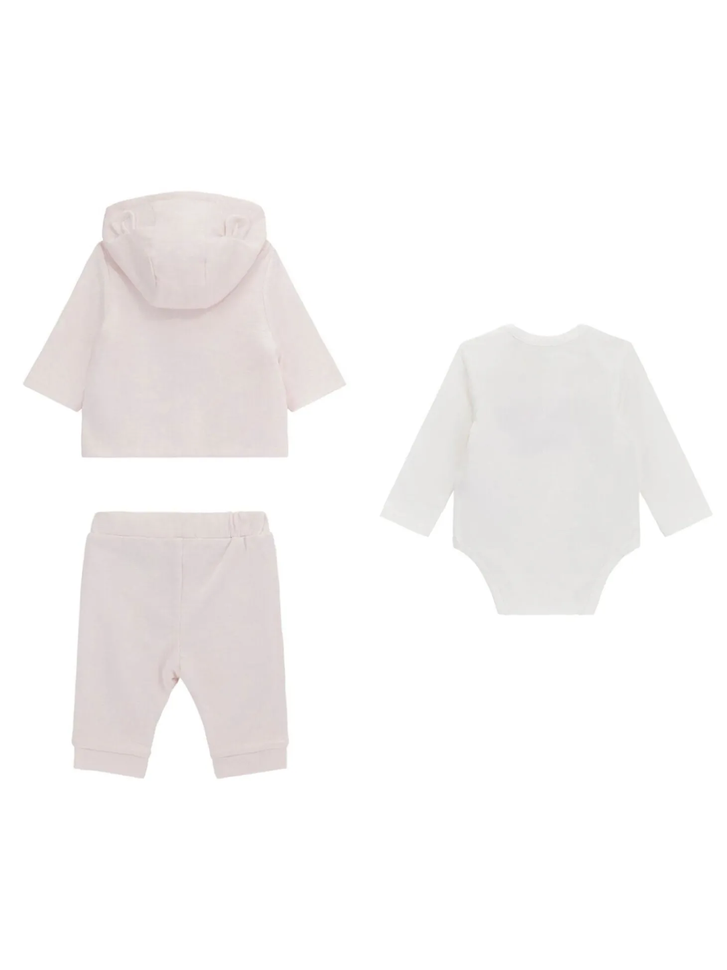 Completo neonato 3 pz felpa pantalone e body rosa