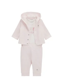 Completo neonato 3 pz felpa pantalone e body rosa
