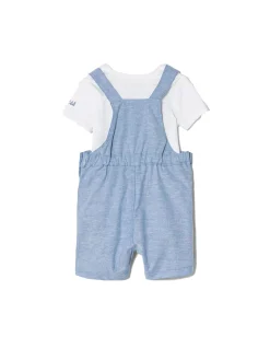 Completo neonato boy e salopette orsetto bianco/denim