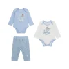 Completo neonato due body e pantalone azzurro