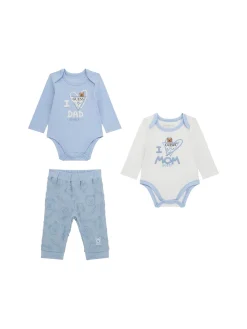 Completo neonato due body e pantalone azzurro
