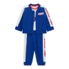 Completo neonato felpa con zip, body e pantalone blu maya