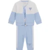 Completo neonato felpa con zip, body e pantalone azzurro