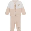 Completo neonato felpa con zip, body e pantalone sabbia