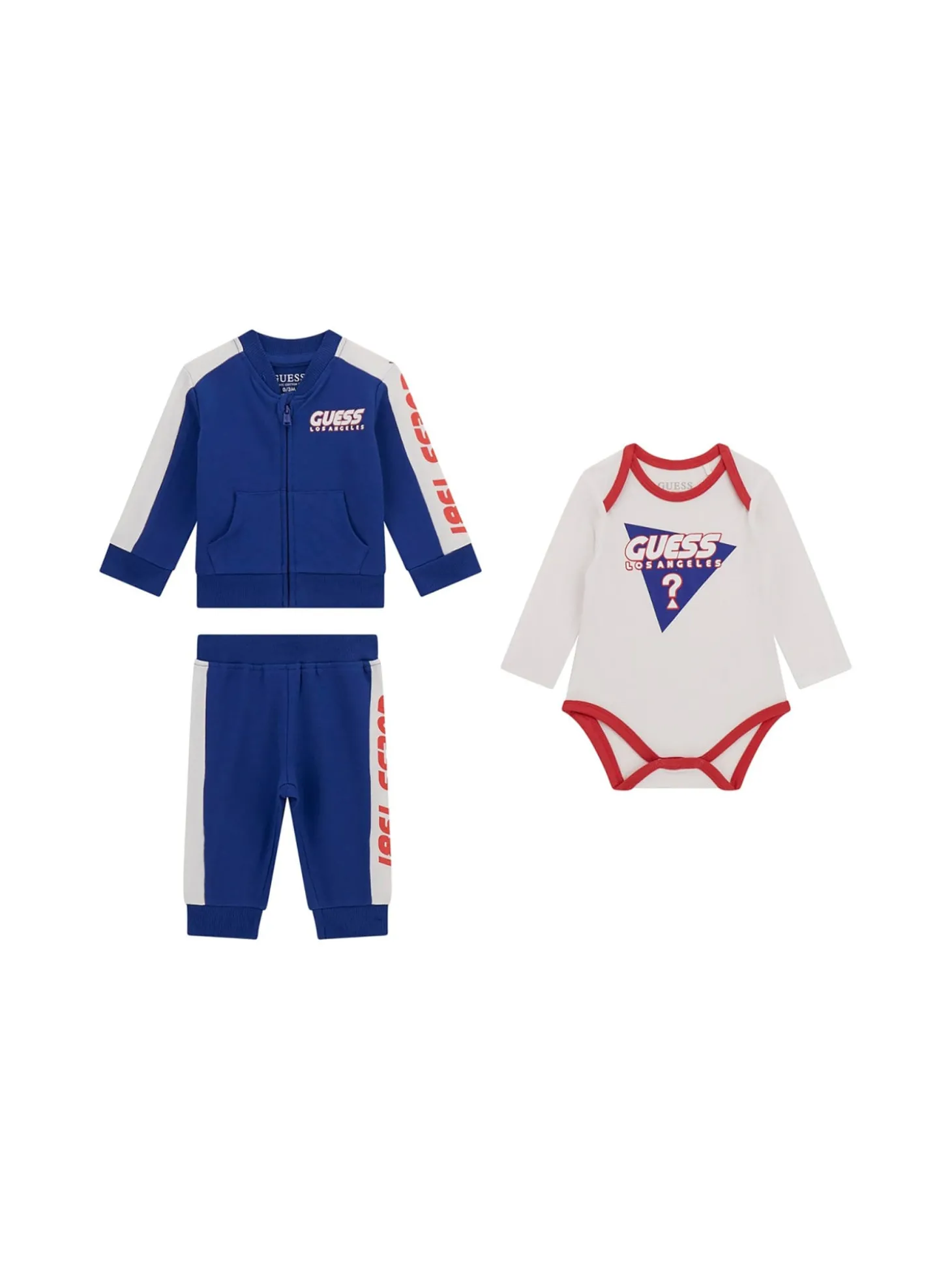 Completo neonato felpa con zip, body e pantalone blu maya
