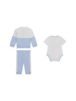 Completo neonato felpa con zip, body e pantalone azzurro