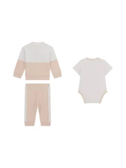 Completo neonato felpa con zip, body e pantalone sabbia
