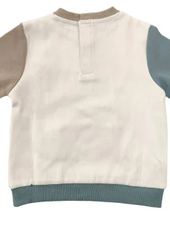 Completo neonato felpa e pantalone con tasca marsupio bianco multi