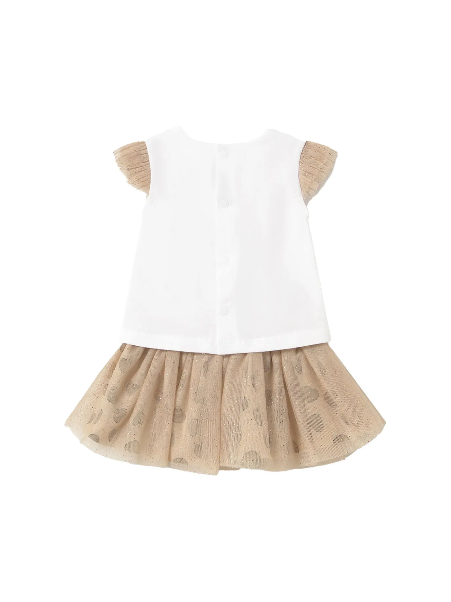 Completo t-shirt e gonna in tulle bianco/beige