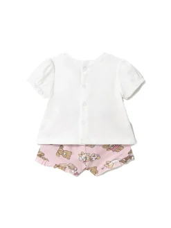 Completo t-shirt e shorts fantasia rosa
