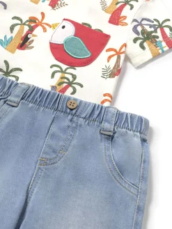 Completo t-shirt e shorts in jeans fantasia