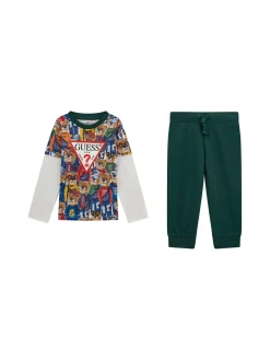 Completo t-shirt maniche lunghe e pantalone fantasia