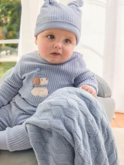 Copertina in maglia di cotone azzurro