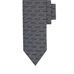 Cravatta in seta con ricamo logato 6 cm
