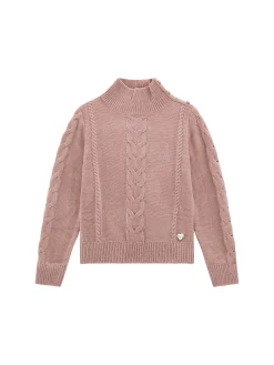 Dolcevita a trecce Chenille rosa