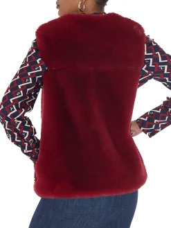 Ecopelliccia smanicata con zip rosso