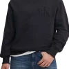 Felpa a maniche lunghe con applique logo nero