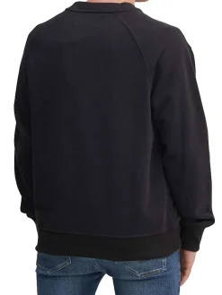 Felpa a maniche lunghe con applique logo nero