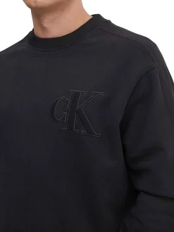 Felpa a maniche lunghe con applique logo nero