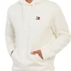 Felpa badge con cappuccio bianco antico