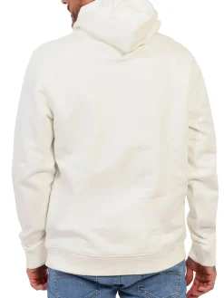 Felpa badge con cappuccio bianco antico
