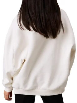 Felpa bambina con logo in rilievo bianco