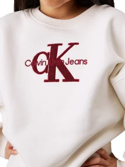 Felpa bambina con logo in rilievo bianco