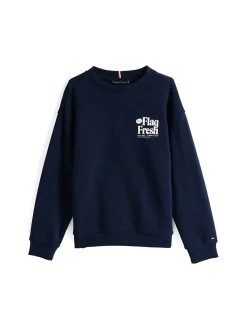 Felpa con bandierina e slogan blu