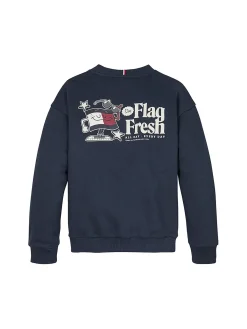 Felpa con bandierina e slogan blu