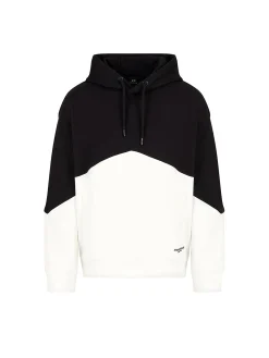 Felpa con cappuccio bicolore bianco/nero