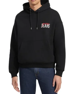 Felpa con cappuccio con logo ricamato nero